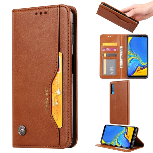 

Knead Skin Texture Horizontal Flip Leather Case for Galaxy A7 (2018) / A750, with Photo Frame & Holder & Card Slots & Wallet(Brown)