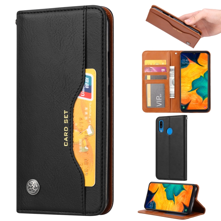 

Knead Skin Texture Horizontal Flip Leather Case for Samsung Galaxy A30, with Photo Frame & Holder & Card Slots & Wallet(Black)