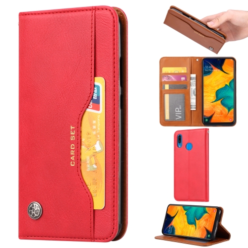 

Knead Skin Texture Horizontal Flip Leather Case for Samsung Galaxy A40, with Photo Frame & Holder & Card Slots & Wallet(Red)