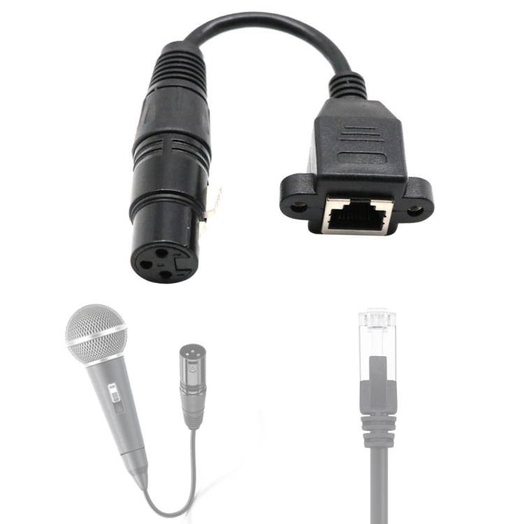 

15cm XLR 3 Pin Female To RJ45 Female Network Connector Adapter Converter Cable
