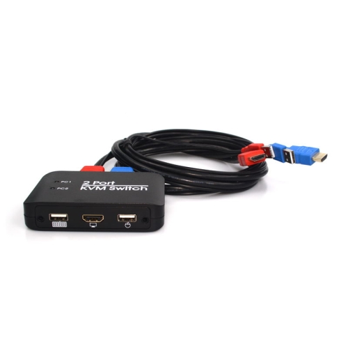 

2 Ports USB HDMI KVM Switch Switcher with Cable for Monitor, Keyboard, Mouse, HDMI Switch, Support U Disk Read