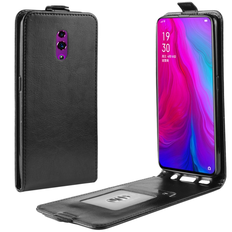 

Crazy Horse Texture Vertical Flip Leather Case for OPPO Reno, with Card Slot & Photo Frame(Black)