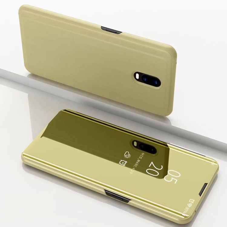 

Electroplating Mirror Horizontal Flip Leather Case for OnePlus 7 Pro, with Holder(Gold)