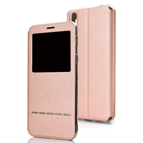 

Frosted Texture Horizontal Flip Leather Case for Huawei P20 Pro, with Call Display ID & Holder(Rose Gold)