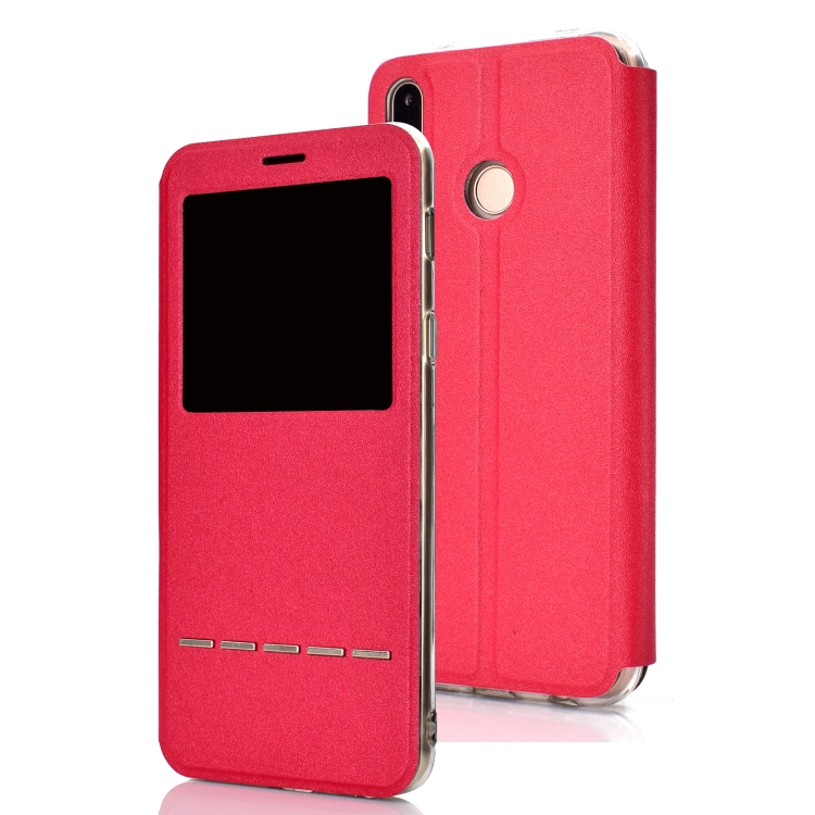 

Frosted Texture Horizontal Flip Leather Case for Huawei P30 Lite, with Call Display ID & Holder(Red)