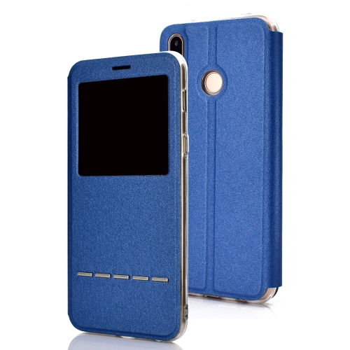 

Frosted Texture Horizontal Flip Leather Case for Huawei P20 Lite, with Call Display ID & Holder(Blue)