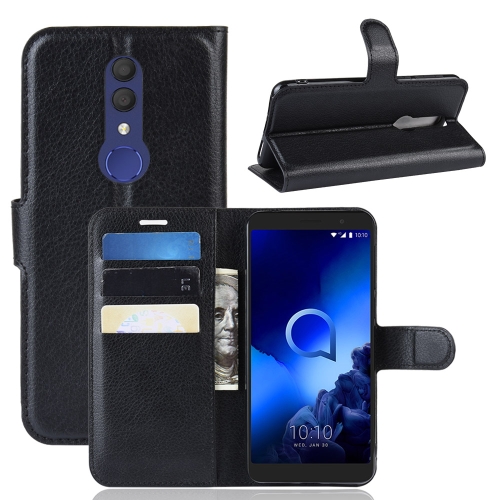 

Litchi Texture Horizontal Flip Leather Case for Alcatel 1X 2019, with Wallet & Holder & Card Slots(Black)