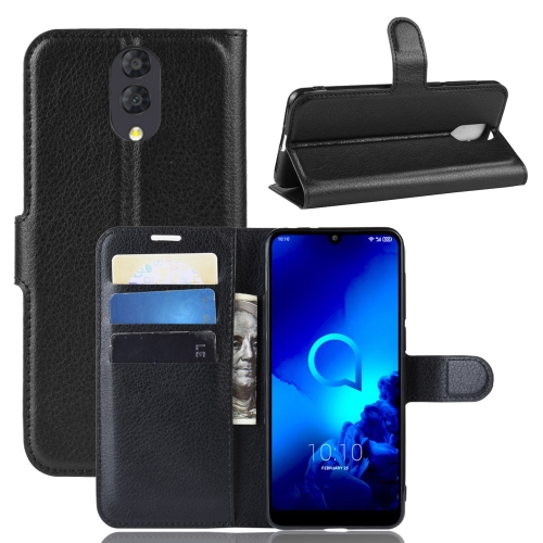 

Litchi Texture Horizontal Flip Leather Case for Alcatel 3L, with Wallet & Holder & Card Slots(Black)