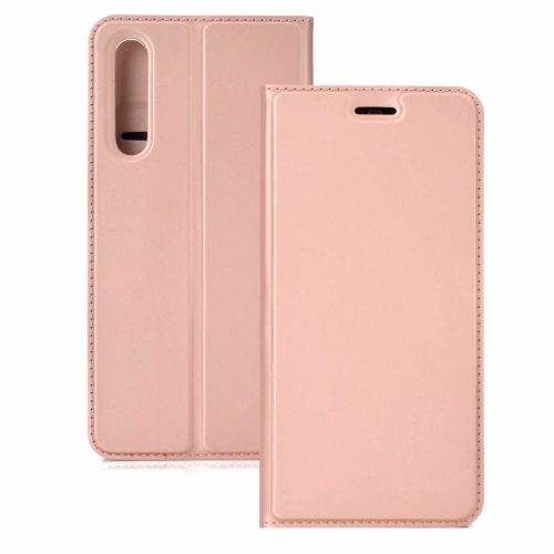 

Ultra-thin Pressed Magnetic TPU+PU Leather Case for Huawei P30 Lite with Card Slot & Holder(Rose gold)