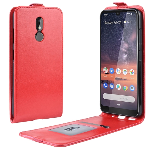 

Crazy Horse Texture Vertical Flip Leather Case for Nokia 3.2, with Card Slot & Photo Frame(red)