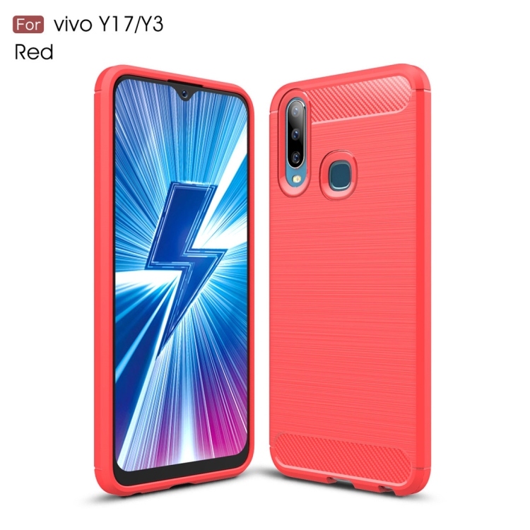 

Brushed Texture Carbon Fiber TPU Case for Vivo Y17 / Y3(Red)