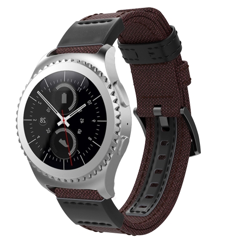 

Canvas and Leather Wrist Strap Watch Band for Samsung Gear S2/Galaxy Active 42mm, Wrist Strap Size:135+96mm(Brown)