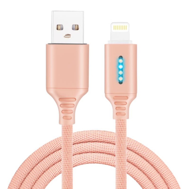

8 Pin Interface Zinc Alloy Marquee Luminous Intelligent Automatic Power off Charging Data Cable(rose gold)