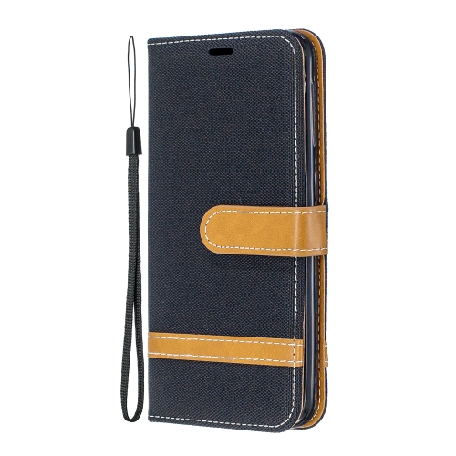 

Color Matching Denim Texture Leather Case for Samsung Galaxy A20E, with Holder & Card Slots & Wallet & Lanyard(Black)