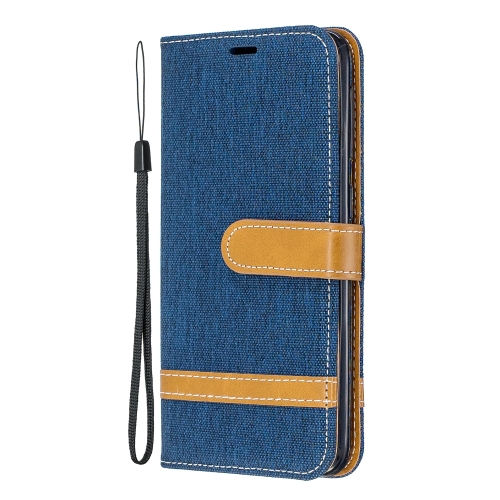 

Color Matching Denim Texture Leather Case for Samsung Galaxy A20E, with Holder & Card Slots & Wallet & Lanyard(Navy Blue)