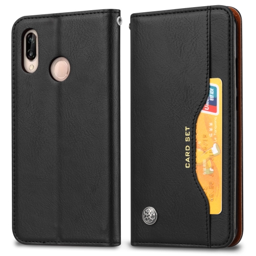 

Knead Skin Texture Horizontal Flip Leather Case for Huawei Y6 (2019) / Y6 Pro（2019）/ Enjoy 9e, with Photo Frame & Holder & Card Slots & Wallet(Black)