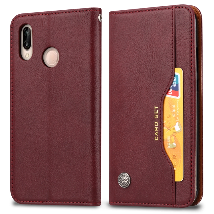 

Knead Skin Texture Horizontal Flip Leather Case for Huawei Y6 (2019) / Y6 Pro（2019）/ Enjoy 9e, with Photo Frame & Holder & Card Slots & Wallet(Wine Red)
