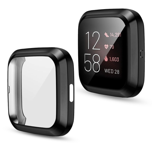 

For Fitbit versa 2 Plating TPU All-inclusive Protective Shell(Black)