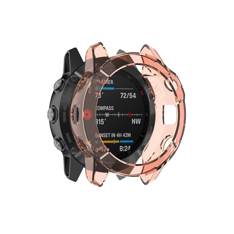 

Suitable for Garmin Fenix 6S / 6S Pro transparent TPU Silica Gel Watch Case(Transparent orange)