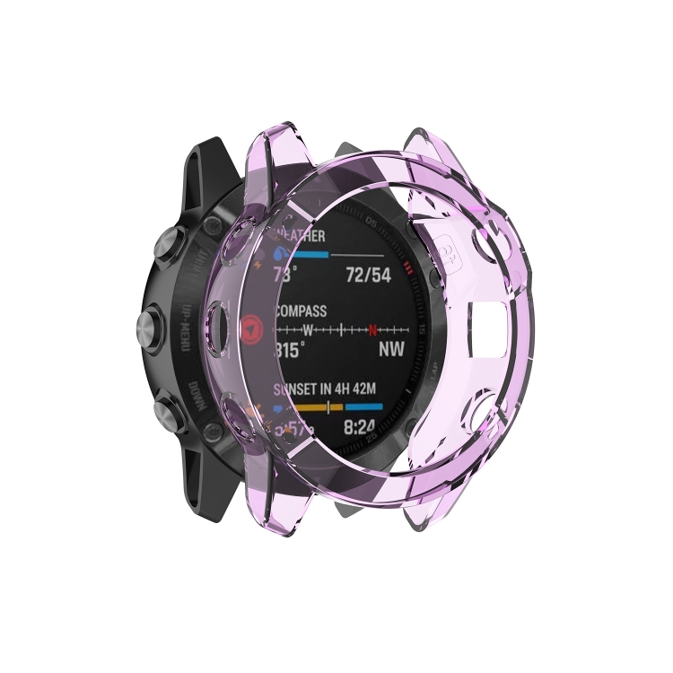 

Suitable for Garmin Fenix 6X / 6X Pro Transparent TPU Silica Gel Watch Case(Transparent purple)