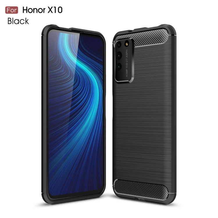 

For Huawei Honor X10 Brushed Texture Carbon Fiber TPU Case(Black)