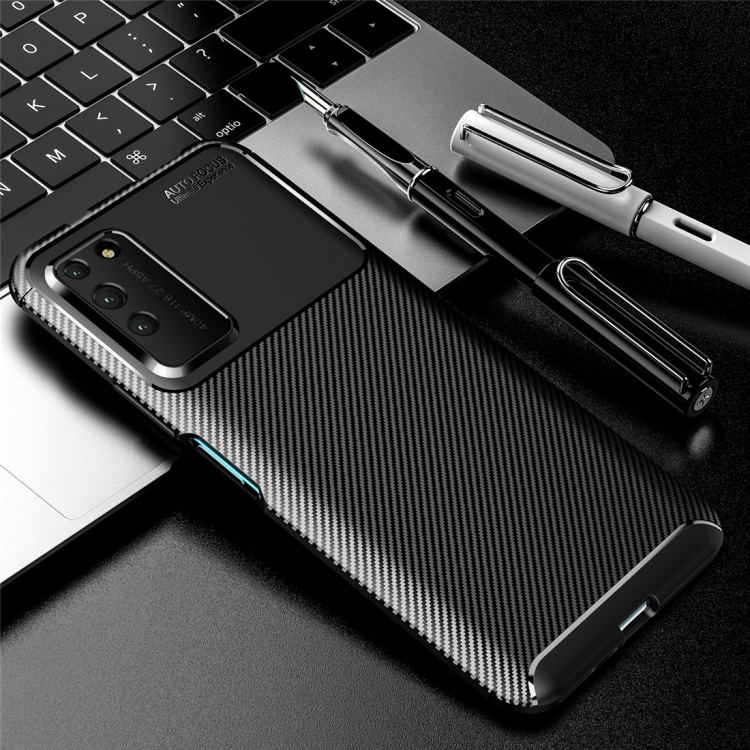 

For Huawei Honor X10 Carbon Fiber Texture Shockproof TPU Case(Black)