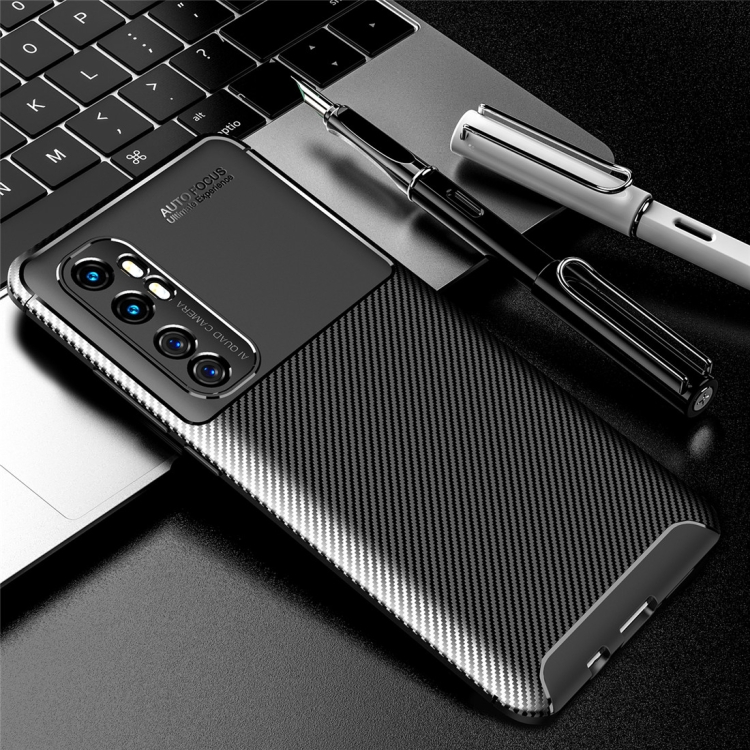 

For Xiaomi Mi Note 10 lite Carbon Fiber Texture Shockproof TPU Case(Black)