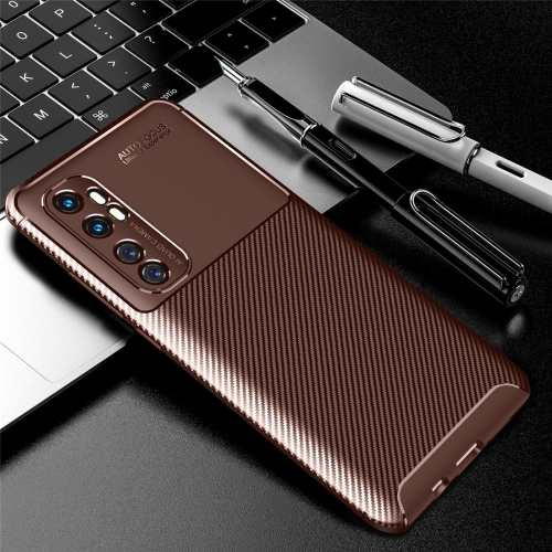 

For Xiaomi Mi Note 10 lite Carbon Fiber Texture Shockproof TPU Case(Brown)
