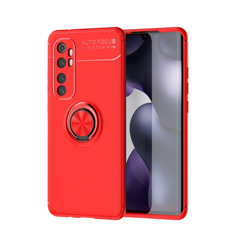 

For Xiaomi Mi Note 10 lite Metal Ring Holder 360 Degree Rotating TPU Case(Red+Red)