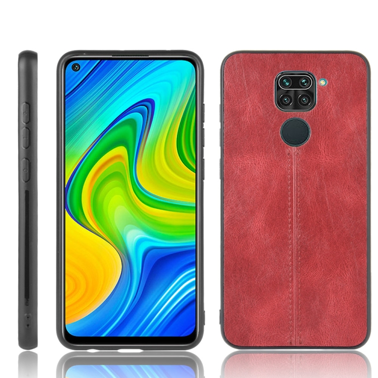 

For Xiaomi Redmi Note 9/Redmi 10X 4G Shockproof Sewing Cow Pattern Skin PC + PU + TPU Case(Red)
