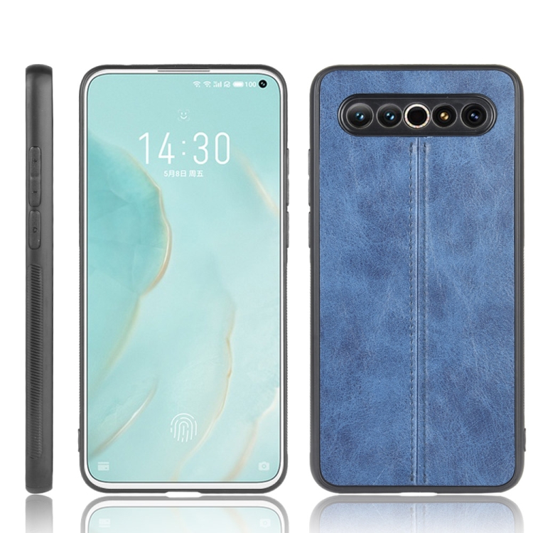 

For Meizu 17/17 Pro Shockproof Sewing Cow Pattern Skin PC + PU + TPU Case(Blue)