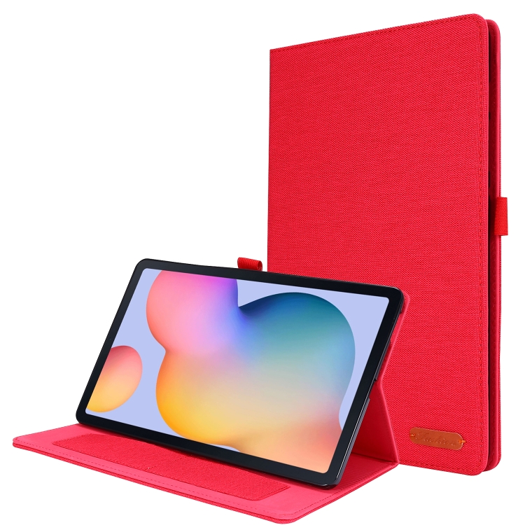 

For Samsung Galaxy Tab S6 Lite Horizontal Flip TPU + Fabric PU Leather Protective Case with Name Card Clip(Red)