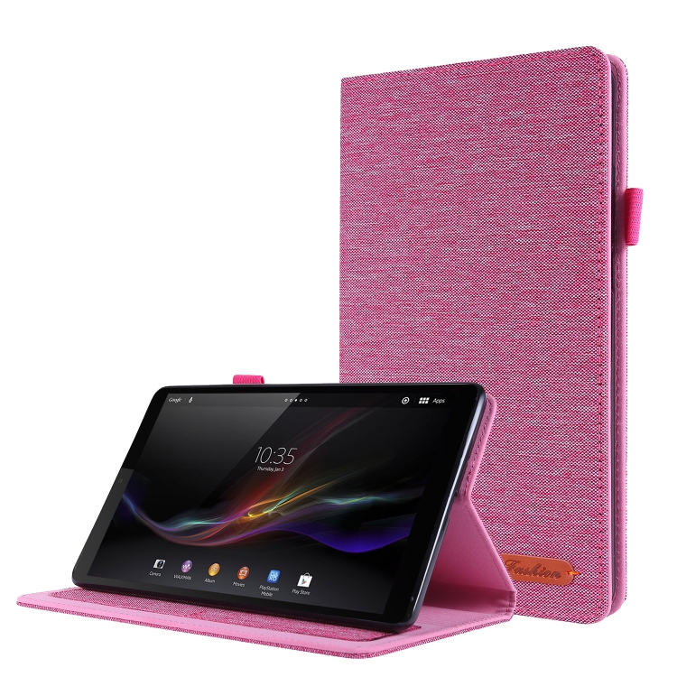 

For Lenovo Tab M8 Horizontal Flip TPU + Fabric PU Leather Protective Case with Name Card Clip(RoseRed)