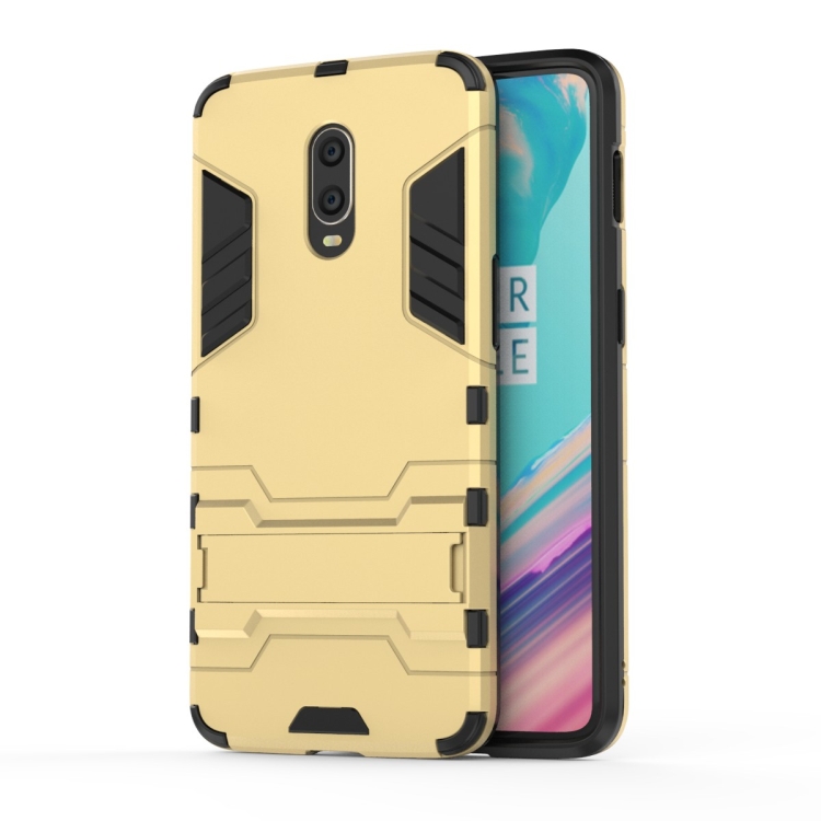 

Shockproof PC + TPU Case for 一加7 / 一加6T , with Holder(Gold)