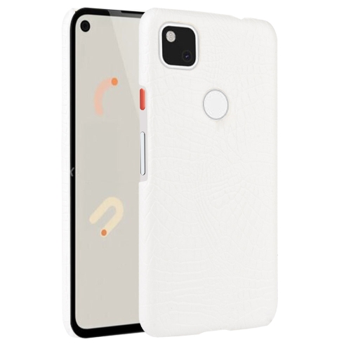 

For Google Pixel 4a Shockproof Crocodile Texture PC + PU Case(White)
