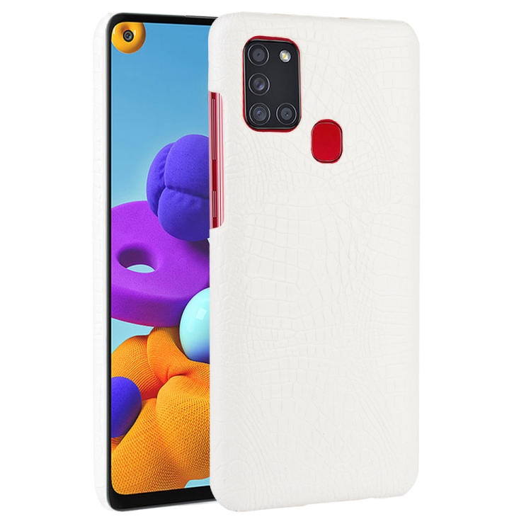 

For Samsung Galaxy A21s Shockproof Crocodile Texture PC + PU Case(White)