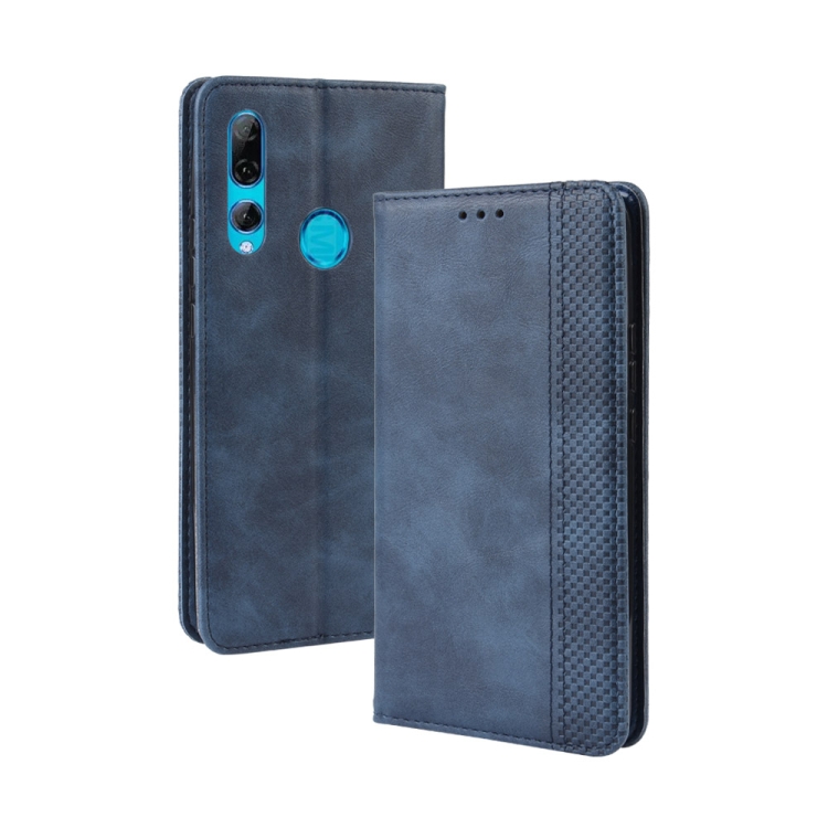 

For Huawei Y9 Prime 2019 Magnetic Buckle Retro Crazy Horse Texture Horizontal Flip Leather Case with Holder & Card Slots & Photo Frame(Blue)