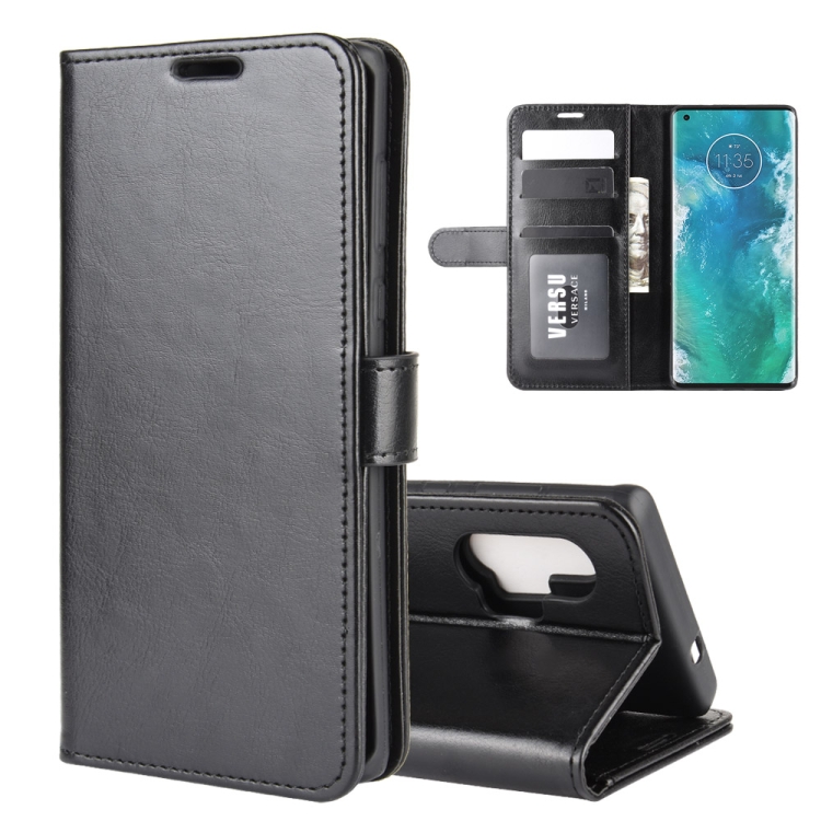 

For Motorola Edge+ R64 Texture Single Horizontal Flip Protective Case with Holder & Card Slots & Wallet& Photo Frame(Black)