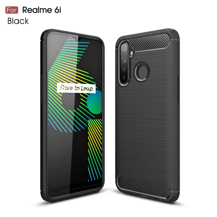 

For OPPO Realme 6i Brushed Texture Carbon Fiber TPU Case(Black)