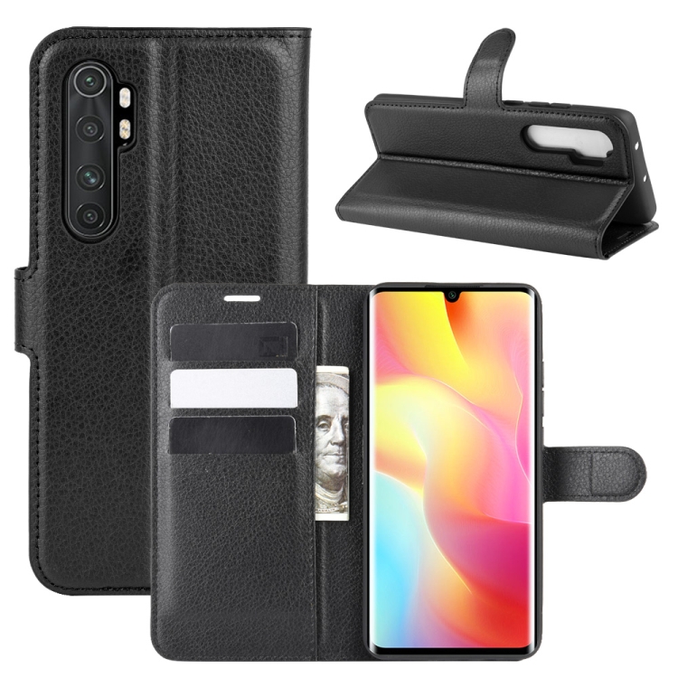 

For Xiaomi Mi Note 10 Lite Litchi Texture Horizontal Flip Protective Case with Holder & Card Slots & Wallet(Black)
