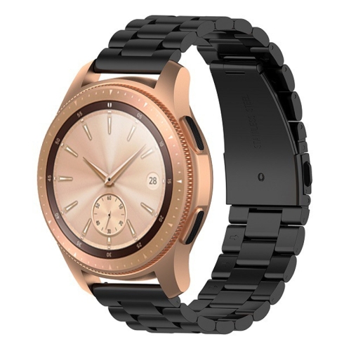 

For Huawei GT2/GT/Samsung Galaxy Watch 46mm R800/Samsung Gear S3 Universal Three Beads Stainless Steel Watch Wrist Strap 22mm(Black)
