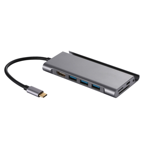 

7-in-1 USB 3.1 hub type-C to USB 3.0 * 3 + HDMI 4K + SD / TF + PD with mobile phone bracket for MacBook PC millet tablet