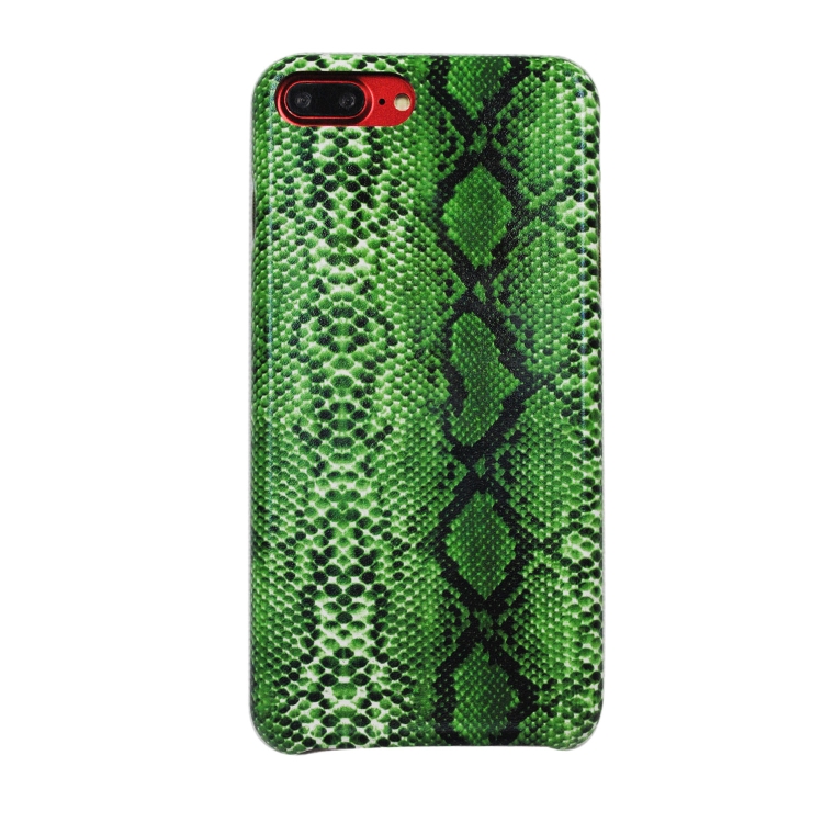 

For iPhone 8Plus / 7Plus Snake Skin Pattern PU+PVC Material Shockproof Mobile Protective Case(Grass Cyan)
