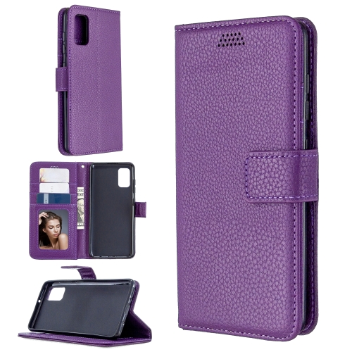 

For Samsung Galaxy A41 Litchi Texture Horizontal Flip Leather Case with Holder & Card Slots & Wallet & Photo Frame(Purple)