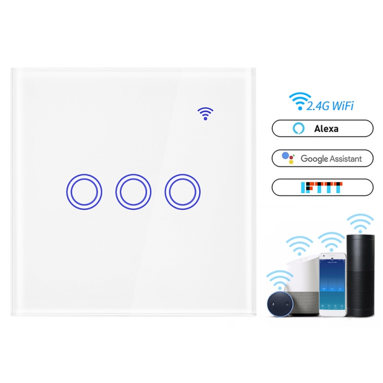 

U2-86 Alexa Voice Control WIFI Intelligent Switch Remote Control Remote Control Wall Switch WifiSwitch white