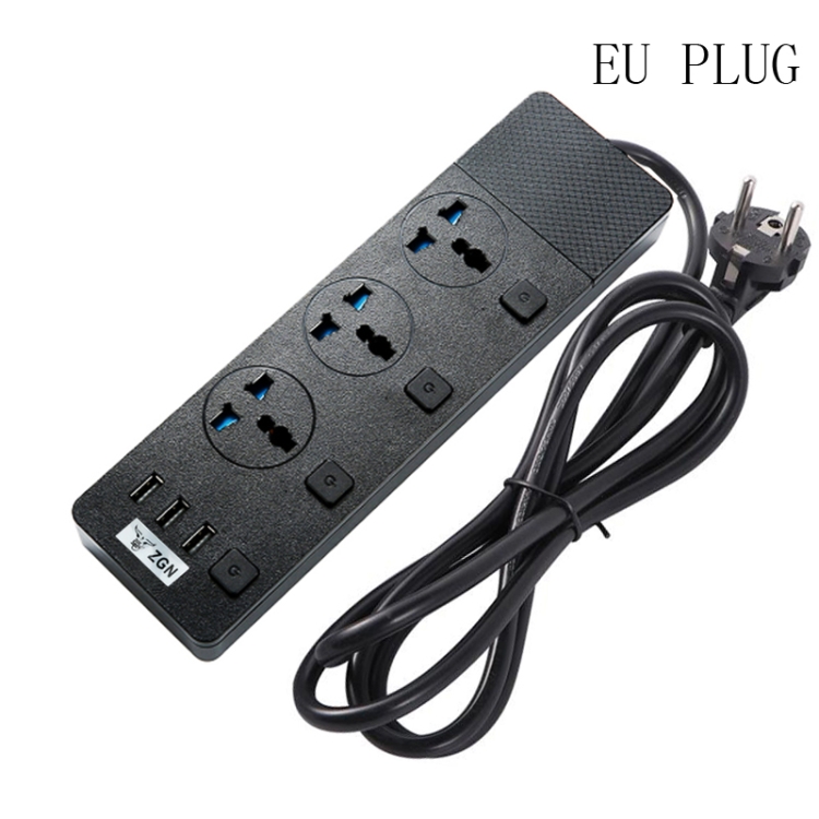 

T11 high power 3000W multi-functional plug-in with independent switch and USB interface porous universal socket, EU Plug