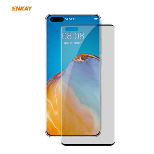 

For Huawei P40 Pro ENKAY Hat-Prince 0.26mm 9H 3D Curved Heat Bending Privacy Anti-spy Full Screen Tempered Glass Film