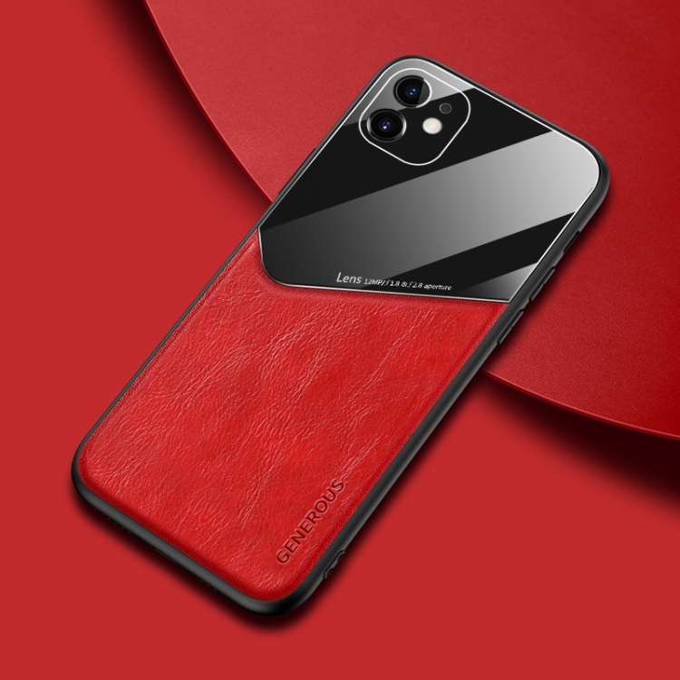 

For iPhone 11 Pro Max All-inclusive Leather + Organic Glass Phone Case with Metal Iron Sheet(Red)