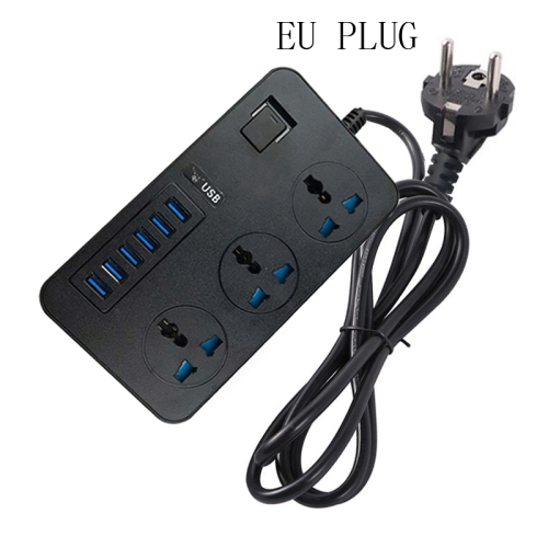 

T09 3000W High Power Multi-Function Plug-in 3-Hole International Universal Jack + 6 USB Intelligent Charging EU PLUG