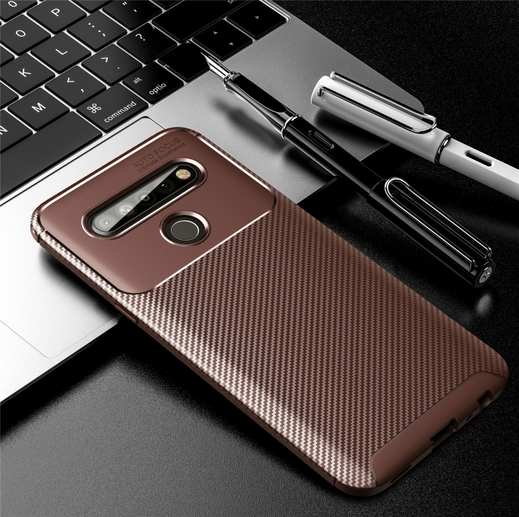 

For LG Stylo 6 Carbon Fiber Texture Shockproof TPU Case(Brown)